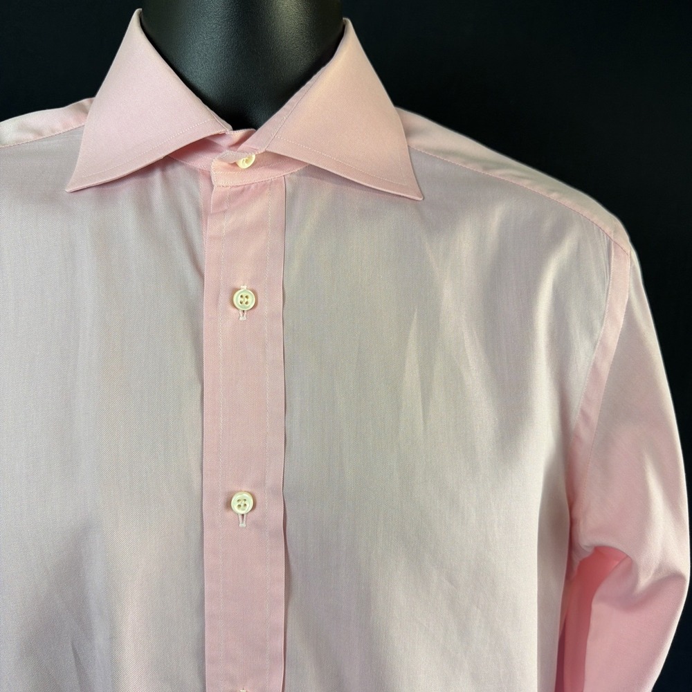 Guy Rover Dress Shirt Mens 15 /38 Pink Long Sleeve 100% Cotton Italy Barneys